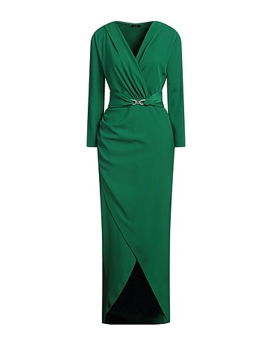 HANITA Long dress Green 96% Polyester, 4% Elastane