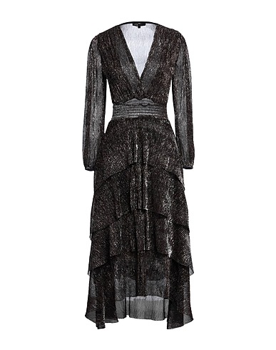 MAJE Long dress Dark purple 51% Polyester, 49% Metallic fiber, Viscose