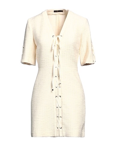 MAJE Short dress Cream 94% Cotton, 3% Acrylic, 2% Polyester, 1% Polyamide