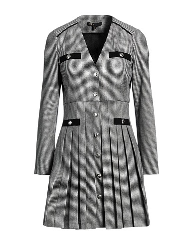 MAJE Shirt dress Black 37% Polyester, 25% Wool, 23% Cotton, 14% Viscose, 1% Elastane