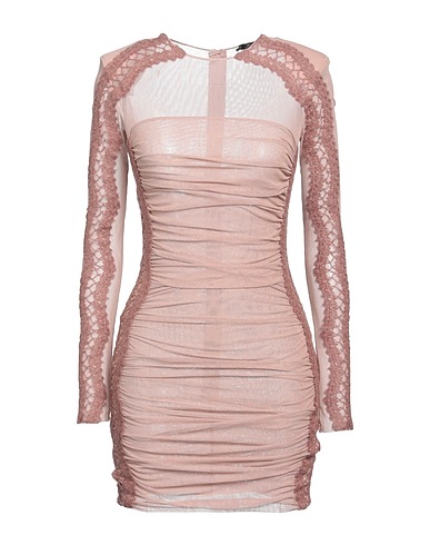 ELISABETTA FRANCHI Sheath dress Light brown 90% Cotton, 10% Elastane, Acrylic, Polyamide, Mohair wool
