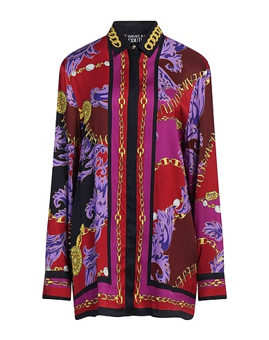 VERSACE JEANS COUTURE Patterned shirts & blouses Burgundy 100% Viscose