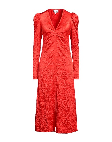 GANNI Midi dress Red 95% Recycled polyester, 5% Elastane