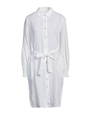 120% LINO Vestito chemisier Bianco 100% Lino