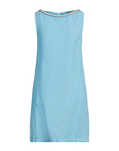 120% LINO Vestito corto Celeste 100% Lino