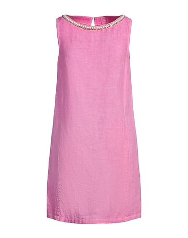 120% LINO Short dress Pink 100% Linen