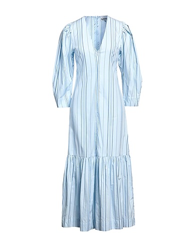 GANNI Midi dress Sky blue 100% Organic cotton
