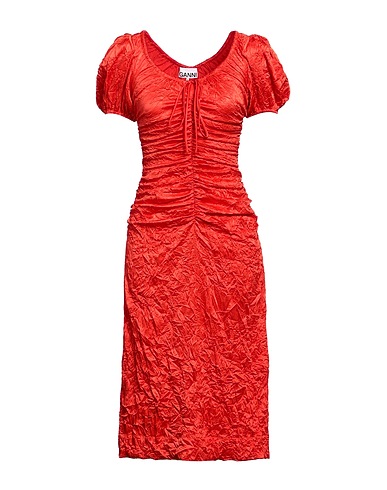 GANNI Midi dress Red 95% Recycled polyester, 5% Elastane