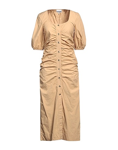 GANNI Midi dress Sand 100% Organic cotton
