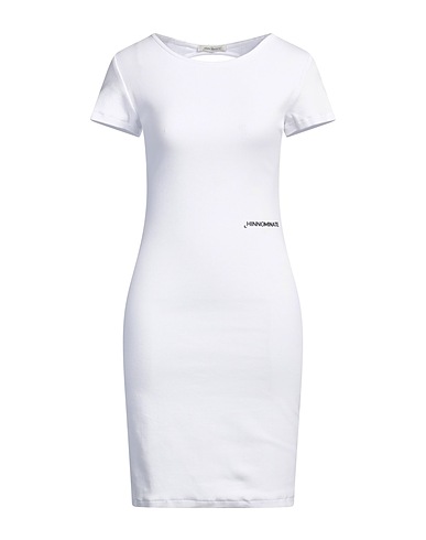 HINNOMINATE Vestito corto Bianco 97% Cotone, 3% Elastan