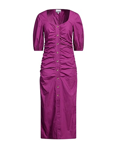 GANNI Midi-Kleid Fuchsia 100% Organische Baumwolle