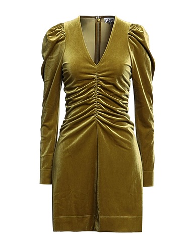 GANNI Short dress Military green 94% Recycled polyester, 6% Elastane