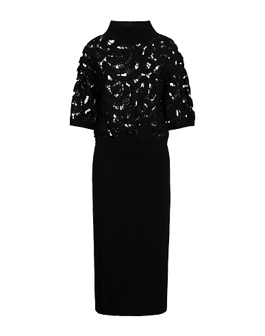 FABIANA FILIPPI Midi dress Black 68% Acrylic, 29% Wool, 2% Polyamide, 1% Polyester, Silk