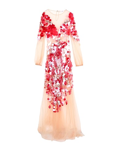 ELISABETTA FRANCHI Long dress Beige 100% Polyamide, Plastic