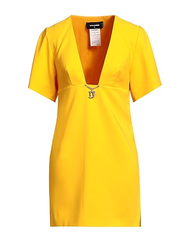 DSQUARED2 Kurzes Kleid Gelb 94% Polyester, 6% Elastan