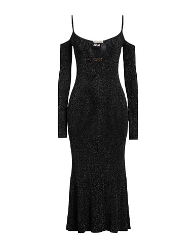 VERSACE JEANS COUTURE Midi dress Black 58% Viscose, 38% Polyamide, 4% Metallic Polyester