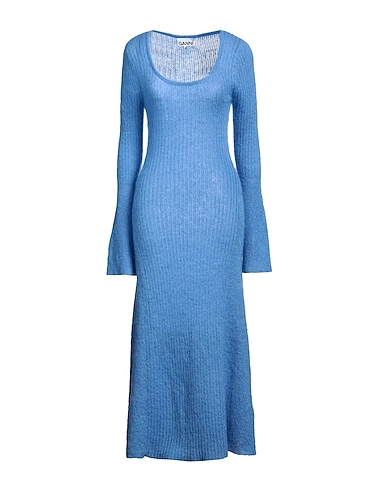 GANNI Vestito da ufficio Blu chiaro 55% Lana mohair, 29% Poliammide, 16% Lana