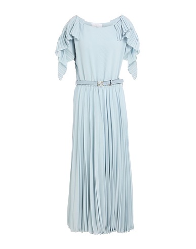 BEATRICE .B Midi dress Sky blue 100% Polyester, Viscose, Cow leather