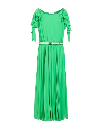 BEATRICE .B Midi dress Light green 100% Polyester, Viscose, Cow leather