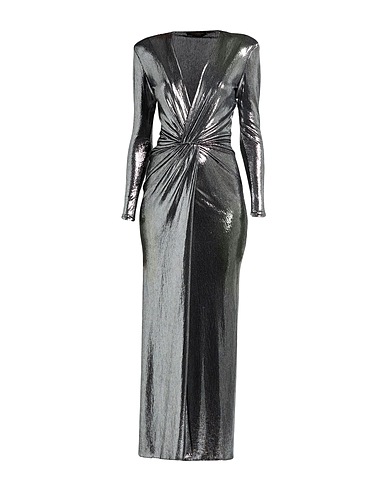 SIMONA CORSELLINI Long dress Silver 95% Polyester, 5% Elastane