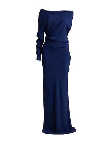 SEMICOUTURE Long dress Navy 65% Acetate, 35% Silk