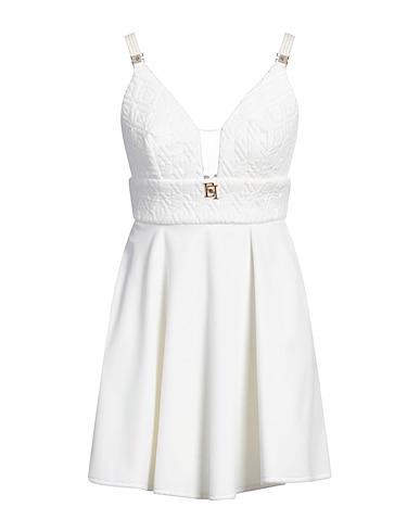 ELISABETTA FRANCHI Elegant dress Ivory 99% Cotton, 1% Elastane