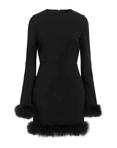 AMEN Short dress Black 65% Polyester, 31% Viscose, 4% Elastane, Rooster feathers