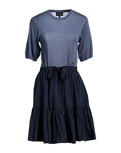EMPORIO ARMANI Knit dress Slate blue 100% Virgin Wool, Polyester, Cotton