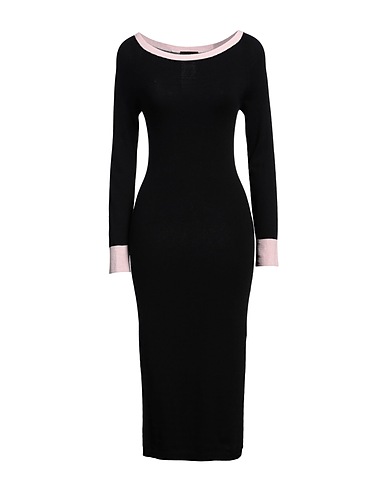 EMPORIO ARMANI Midi dress Black 52% Polyamide, 38% Viscose, 10% Cashmere