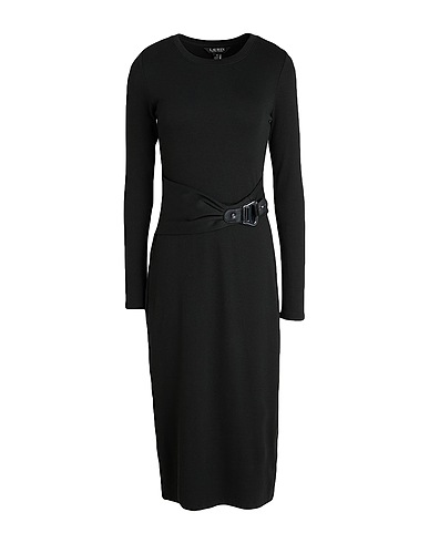 LAUREN RALPH LAUREN Robe fourreau BUCKLE-TRIM COTTON-BLEND KNIT MIDI DRESS
 Noir 58% Coton, 39% Modal, 3% Élasthanne