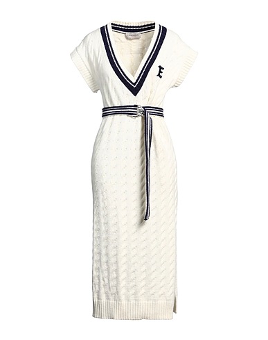 ERMANNO FIRENZE Midi dress Ivory 55% Acrylic, 20% Alpaca wool, 18% Polyamide, 7% Polyester, Rayon