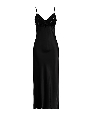 TENSIONE IN Long dress Black 56% Polyamide, 41% Viscose, 3% Elastane