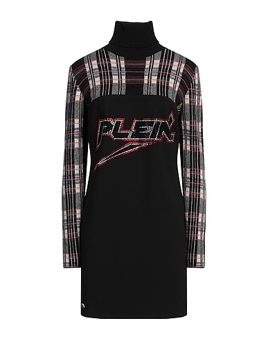 PHILIPP PLEIN Kurzes Kleid Schwarz 100% Polyester, Wolle