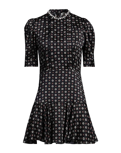 SANDRO Short dress Black 100% Polyester, Mother-of-pearl, Glass, Brass