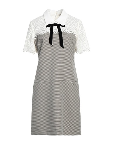 SANDRO Short dress White 100% Polyester, Mother-of-pearl, Polyamide, Elastane