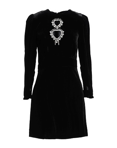 SANDRO Kurzes Kleid Schwarz 76% Viskose, 24% Polyamid, ABS - Acrylnitril-Butadien-Styrol-Copolymer, Stahl
