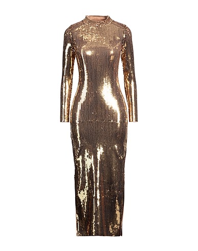 SANDRO Midi dress Gold 59% Viscose, 24% Polyester, 15% Polyamide, 2% Elastane, Polyethylene