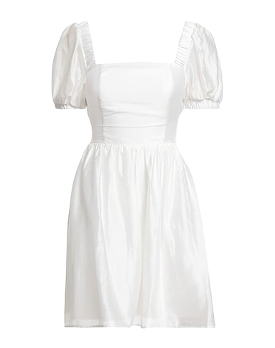 GLAMOROUS Vestito corto Bianco 45% Poliestere, 30% Lino, 25% Poliammide