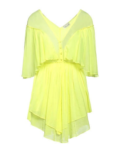 FORTE_FORTE Short dress Lime green 70% Cotton, 30% Silk, Viscose