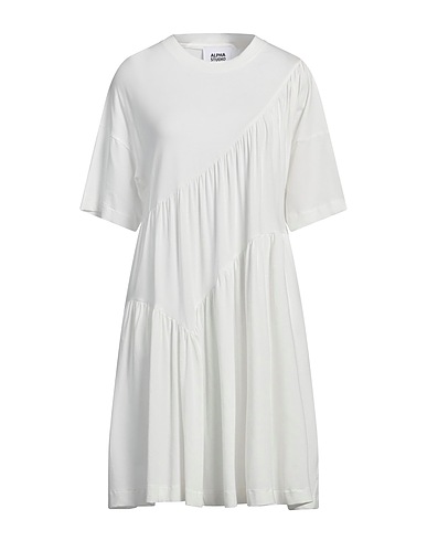 ALPHA STUDIO Midi dress White 95% Cotton, 5% Elastane