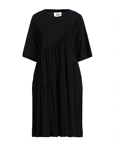 ALPHA STUDIO Midi dress Black 95% Cotton, 5% Elastane