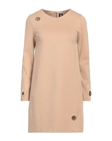 1-ONE Short dress Beige 69% Viscose, 25% Polyamide, 6% Elastane