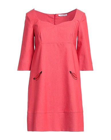 VIVETTA Short dress Red 62% Cotton, 35% Polyester, 3% Elastane