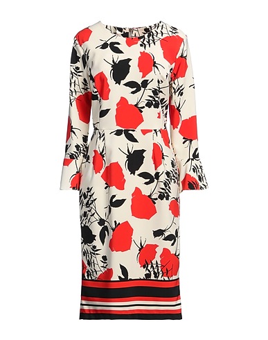 RINASCIMENTO Midi dress Ivory 90% Polyester, 10% Elastane