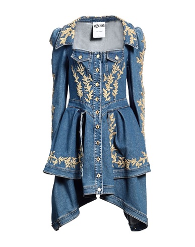MOSCHINO Denim dress COUTURE Blue 98% Cotton, 2% Elastane, Metallic fiber, Metal