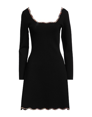 SANDRO Short dress Black 53% Viscose, 45% Polyamide, 2% Elastane, Copper, Crystal