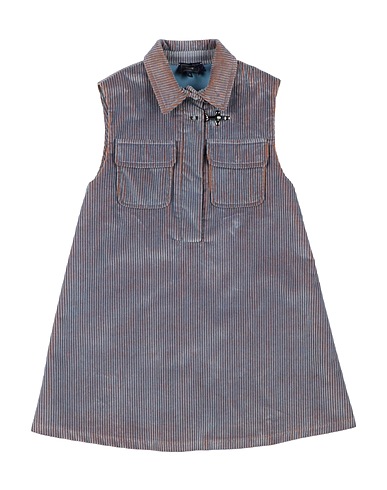 FAY Dress Grey 100% Cotton, Leather