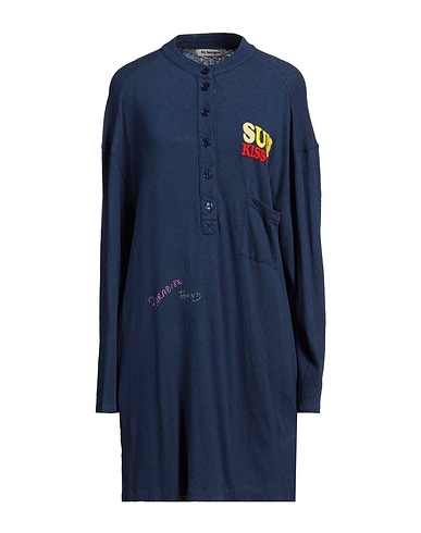 LIV BERGEN Short dress Navy blue 50% Cotton, 50% Linen