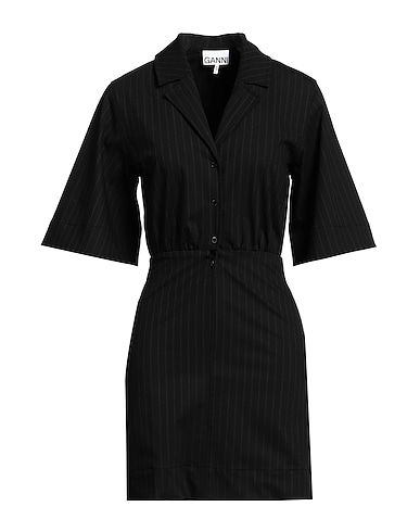 GANNI Short dress NERO 61% Polyester, 33% Viscose, 6% Elastane