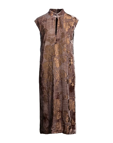 GENTRYPORTOFINO Midi dress Light brown 82% Viscose, 18% Silk